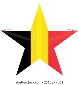 National Flag of Belgium. Belgian flag in Star shape. European Country. Belgium flags isolated on white background. Editable vector EPS available