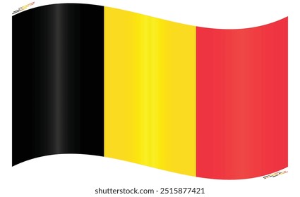 National Flag of Belgium. Belgian flag in Waving shape. European Country. Belgium flags isolated on white background. Editable vector EPS available