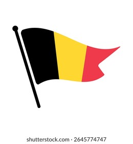 Bandeira nacional da Bélgica.  Bandeira da Bélgica computador digital vetor ilustração ícone design.  Bandeira de mastro flutuante.