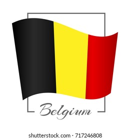 National flag of Belgium in a rectangular frame with the inscription of Belgium Background Vector