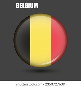 The national flag of Belgium in the shape of a circle.Vector.
Round 3d flag icon with high detail.
Spherical illustration of the flag.