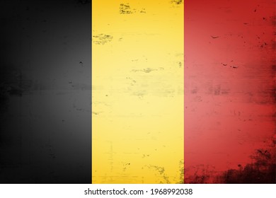 National flag of Belgium. Vintage background. Grunge texture. Banner design pattern. Vector illustration
