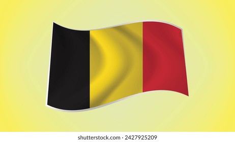 National Flag of Belgium - Waving National Flag of Belgium - Belgium Flag Illustration