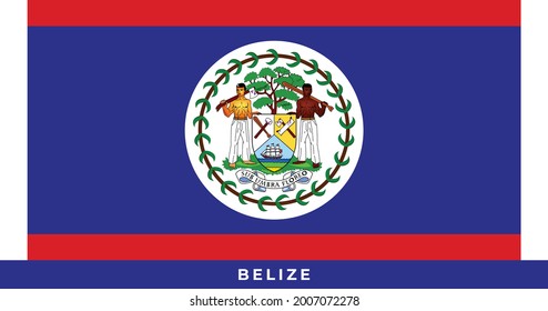 The national flag of Belize. Vector illustration of Belize, Vector of Belize flag.