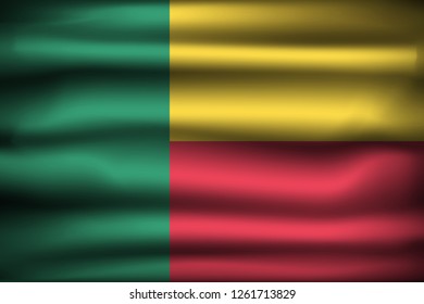 National Flag of Benin BJ. Front view, official colors and correct proportion. Realistic vector illustration.