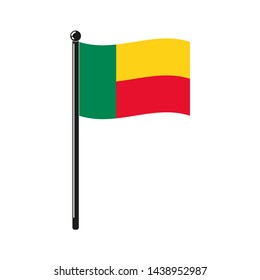 national flag of Benin in the original colours and on the stick
