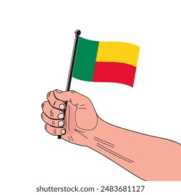 Nationalflagge von Benin in in den Originalfarben und auf dem Stick