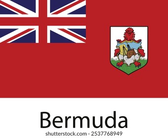 La bandera nacional de las Bermudas, con la Union Jack en la esquina superior del polipasto y el escudo de armas de las Bermudas en la parte inferior.