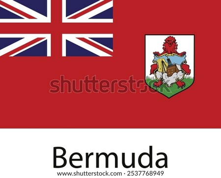 The national flag of Bermuda, featuring the Union Jack in the upper hoist corner and the Bermuda coat of arms in the lower fly.