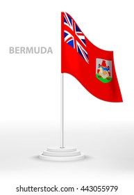 National flag of Bermuda on a pole waving. Vector flag on a white background