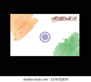 The National Flag of Bharat or INDIA, watercolor style, sign symbol background, vector illustration.