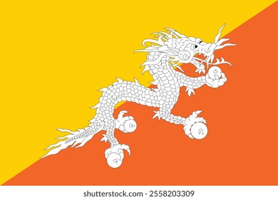 The national flag of Bhutan is one of the national symbols of Bhutan. The flag features the Druk, a dragon from Bhutanese