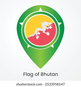 Nationalflagge von Bhutan, Pin-Map-Symbol