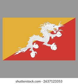The national flag of Bhutan. Vector illustration of Bhutan, Vector of Bhutan flag.