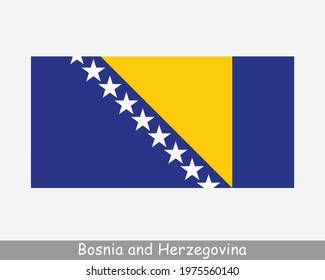 National Flag of Bosnia and Herzegovina. Bosnian and Herzegovinian Country Flag Detailed Banner. EPS Vector Illustration Cut File