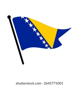 Bandeira nacional da Bósnia e Herzegovina.  Bósnia e Herzegovina bandeira computador digital vetor ilustração ícone design.  Bandeira de mastro flutuante.