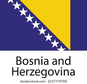 The national flag of Bosnia and Herzegovina, featuring a blue field with a yellow triangle containing white stars.