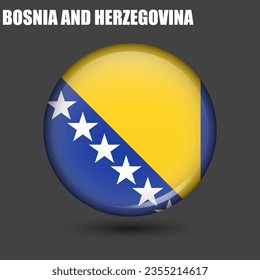 The national flag of Bosnia and Herzegovina in the shape of a circle.Vector.
Round 3d flag icon with
high detail.
Spherical illustration of the flag.