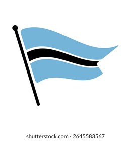 Bandeira nacional do Botsuana.  Botswana bandeira computador digital vetor ilustração ícone design.  Bandeira de mastro flutuante.