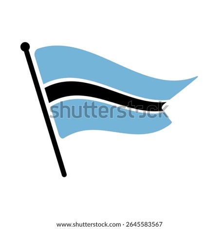 National flag of Botswana.  Botswana flag computer digital vector illustration icon design.  Fluttering flagpole flag.