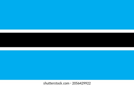 national flag of botswana A light blue field cut horizontally in the centre by a black stripe with a thin white frame.original and simple flag.  isolated vector image in official colors and Proportion
