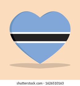 The national flag of botswana love icon isolated on cream background vector illustration