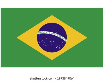 National Flag of BRAZIL Isolated Vector Image