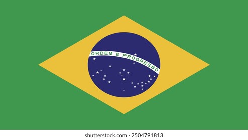 National flag of Brazil. Rectangular flag. Vector illustration