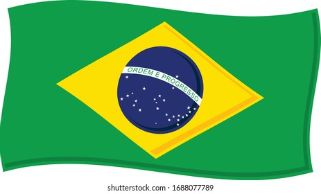 National flag of Brazil waving color vector graphic easy to edit