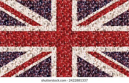National flag of Britain, a composite of thousands of unrecognizable people.