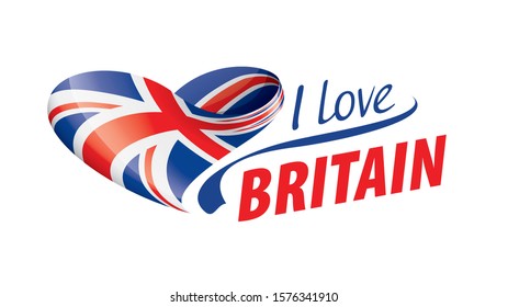 The national flag of the Britain and the inscription I love Britain. Vector illustration