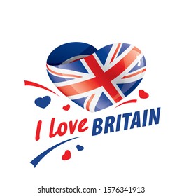 The national flag of the Britain and the inscription I love Britain. Vector illustration