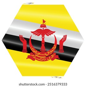 National Flag of Brunei. Borneo flag in Polygon shape. Asian Country. Brunei flags isolated on white background. Editable vector EPS available