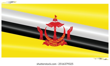 National Flag of Brunei. Borneo flag in Rectangle shape. Asian Country. Brunei flags isolated on white background. Editable vector EPS available