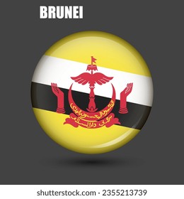 La bandera nacional de Brunéi está en forma de círculo.Vector.
Icono redondeado 3d con
gran detalle.
Ilustración esférica de la bandera.