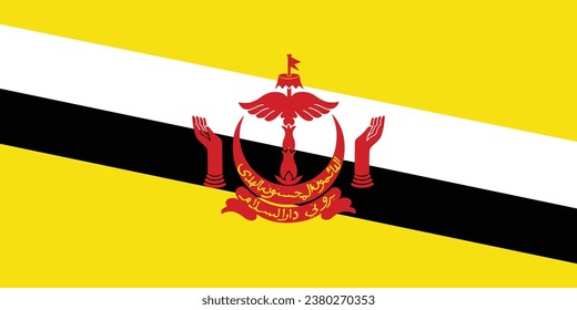National flag of Brunei that can be used for celebrating Brunei national days. Vector illustration