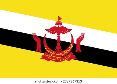 National flag of Brunei. Vector illustration.