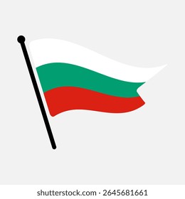 Bandeira nacional da Bulgária.  Bulgária bandeira computador digital vetor ilustração ícone design.  Bandeira de mastro flutuante.