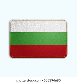 National flag of Bulgaria with denim texture and orange seam. Realistic image of a tissue made in vector illustration.