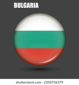The national flag of Bulgaria in the shape of a circle.Vector.
Round 3d flag icon with high detail.
Spherical illustration of the flag.