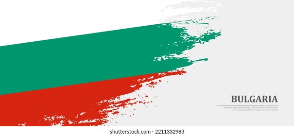 National flag of Bulgaria with textured brush flag. Artistic hand drawn brush flag banner background