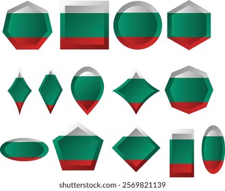 The national flag of Bulgaria is a tricolour consisting of three equal-sized horizontal bands of  white, green, and red. The flag was first adopted after the 1877–1878 Russo-Turkish War