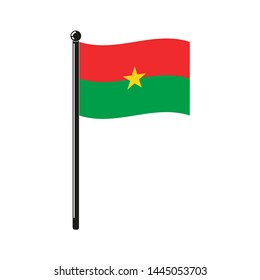 national flag of Burkina Faco in the original colours and on the stick