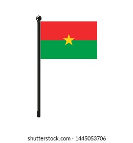 national flag of Burkina Faco in the original colours and on the stick