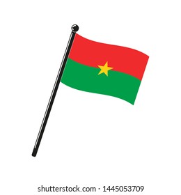 national flag of Burkina Faco in the original colours and on the stick