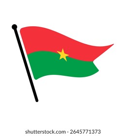 Bandeira nacional de Burkina Faso.  Burkina Faso bandeira computador digital vetor ilustração ícone design.  Bandeira de mastro flutuante.