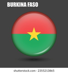 The national flag of Burkina Faso in the shape of a circle.Vector.
Round 3d flag icon with
high detail.
Spherical illustration of the flag.