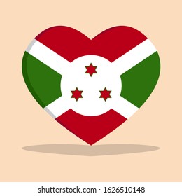 The national flag of burundi love icon isolated on cream background vector illustration