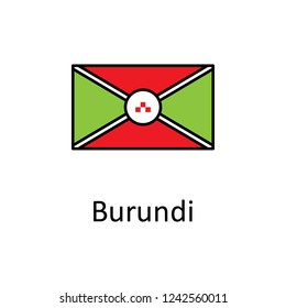 National flag of Burundi in simple colors with name icon