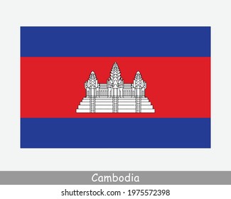 National Flag of Cambodia. Cambodian Country Flag. Kingdom of Cambodia Detailed Banner. EPS Vector Illustration Cut File